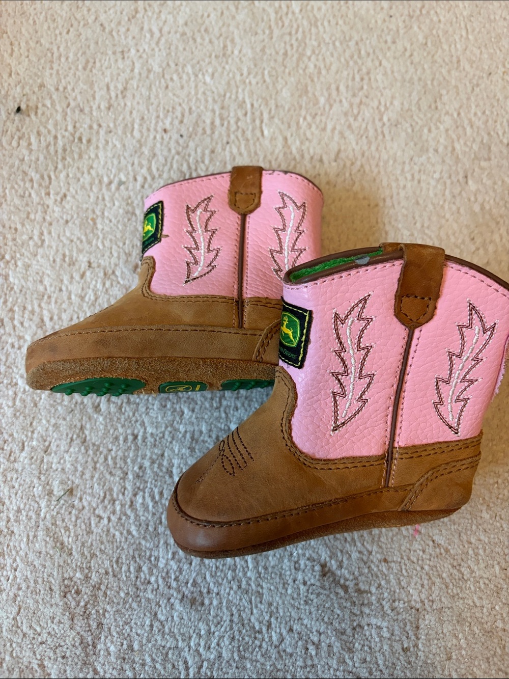 John Deere Pink and Brown Toddler Cowboy Boots